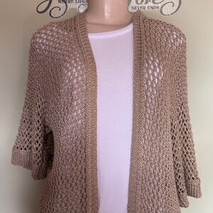 Open-Knit Tan Sweater Cardigan